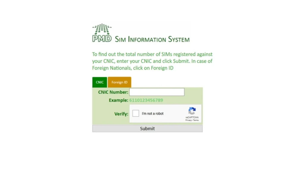 Official PTA Method for CNIC SIM Check Online